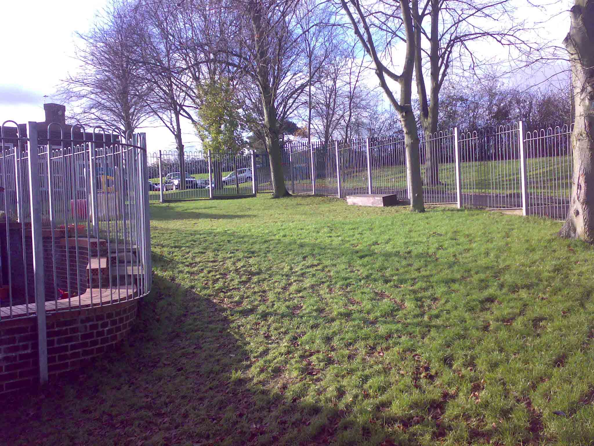 View of memorial garden with amphitheatre in foreground